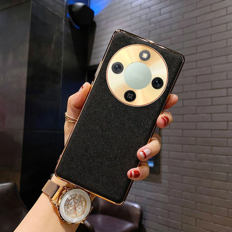 适用荣耀X70手机壳新款honor X70轻奢素皮保护套男女电镀软边防摔