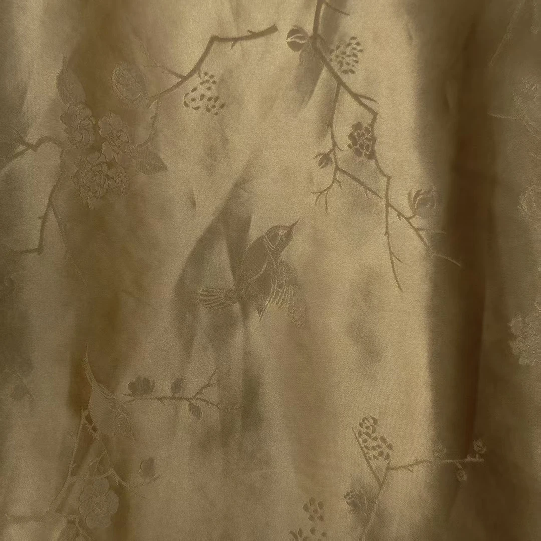 【鹿溪】重锻喜鹊报春40姆米114门幅桑蚕丝一经裁剪不支持退换