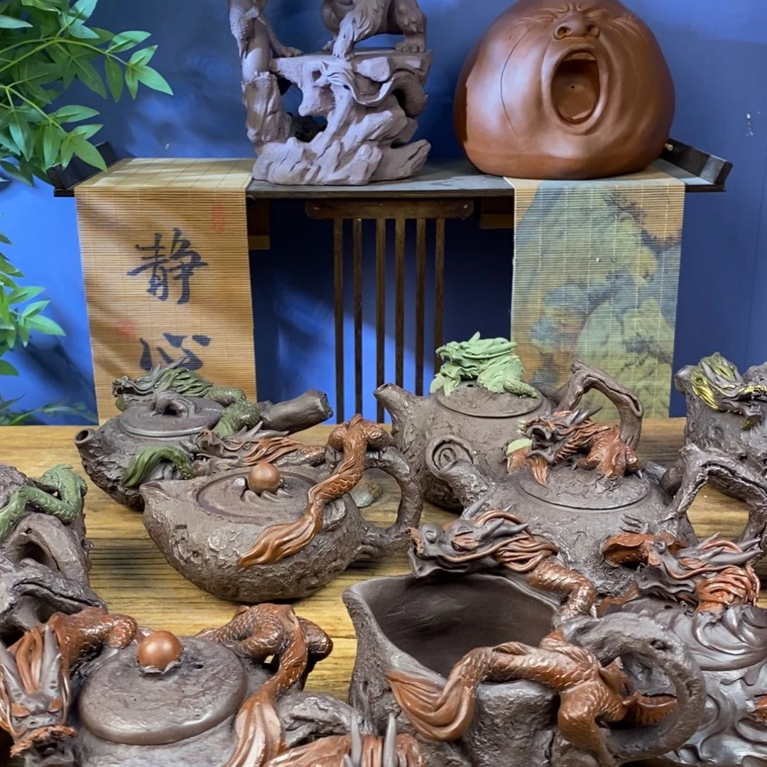 乐***叔紫砂茶壶紫砂 两个龙杯➕龙壶➕公道杯