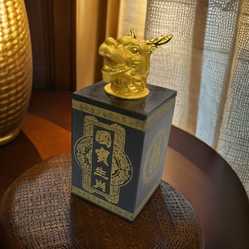 和田玉 精美雕刻  龙头首兽印章-JCBY-2A