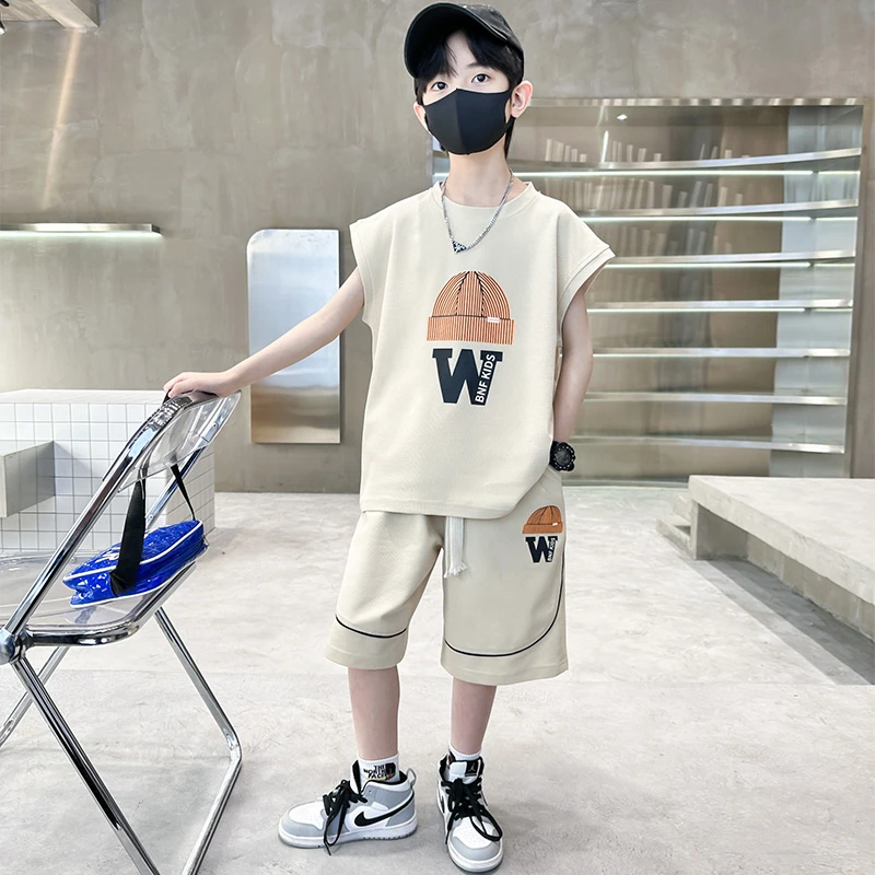 男童夏装无袖套装夏季背心新款男孩帅气时髦套装【HM】WG3862