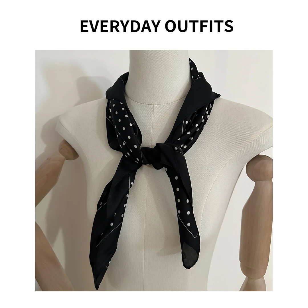 日褡  波点方巾5B22休闲百搭宽松设计感复古  008