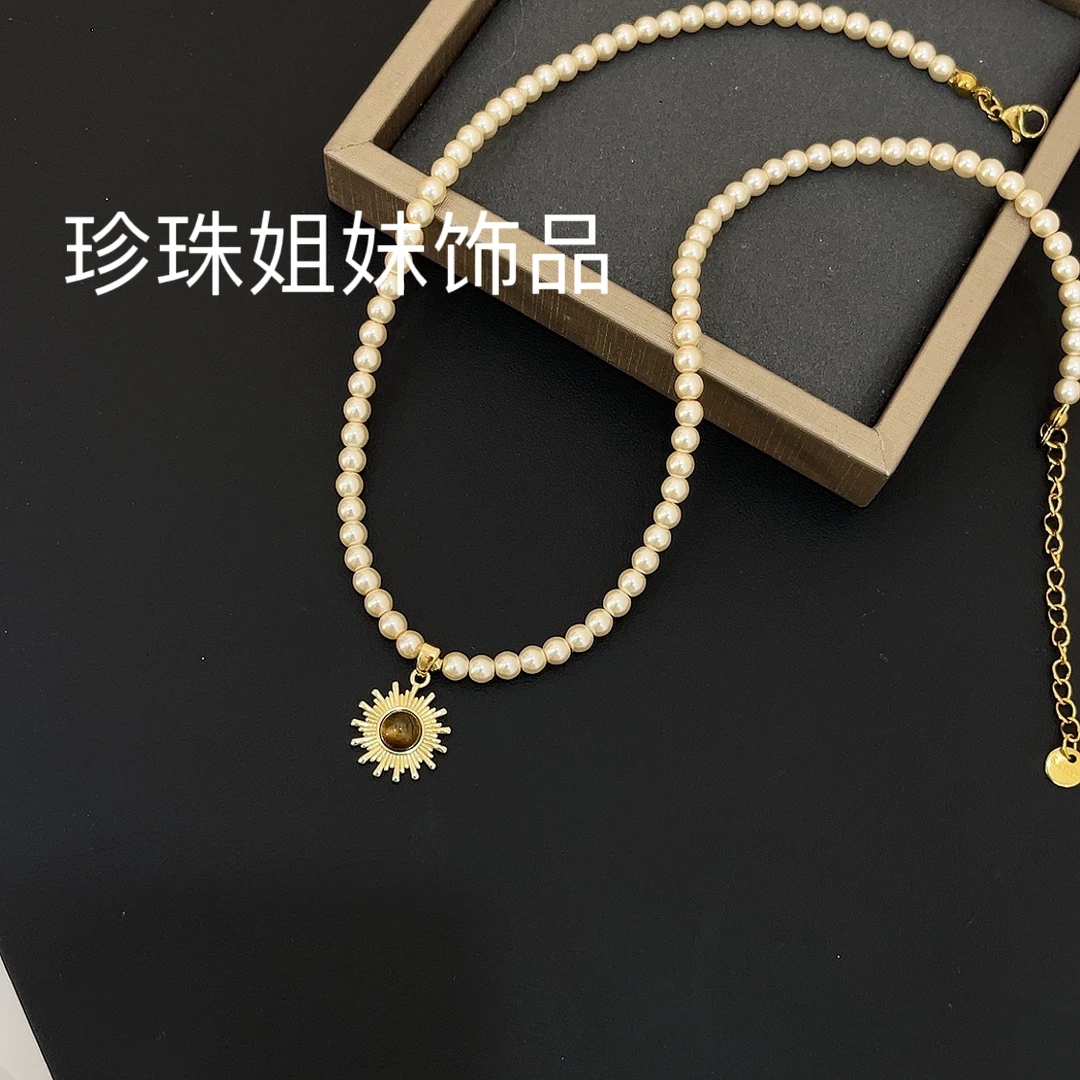 钛钢仿珍珠项链 （太阳花小米珠项链）4mm精致极简百搭