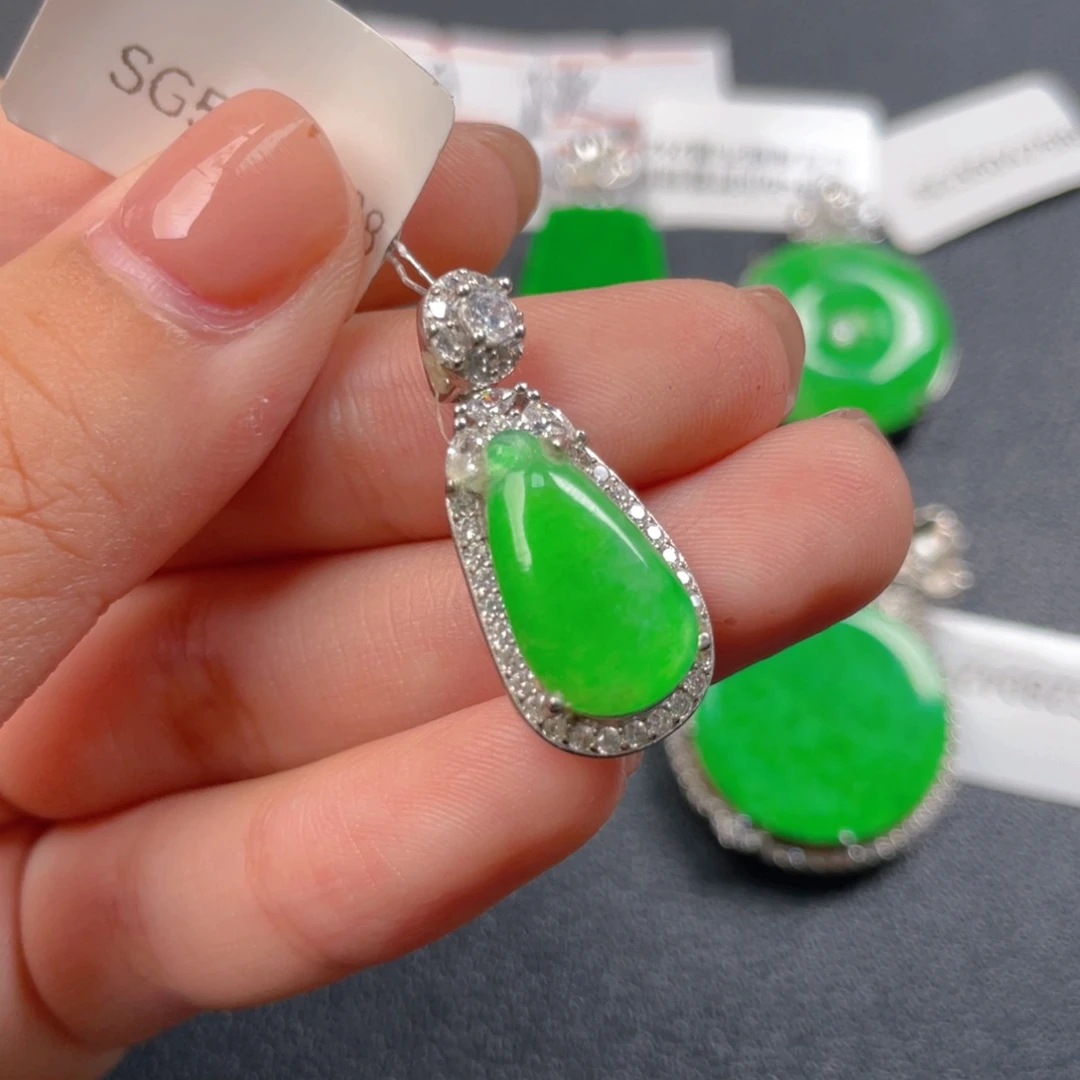 翡翠银S925镶嵌吊坠(不含链)b n n j