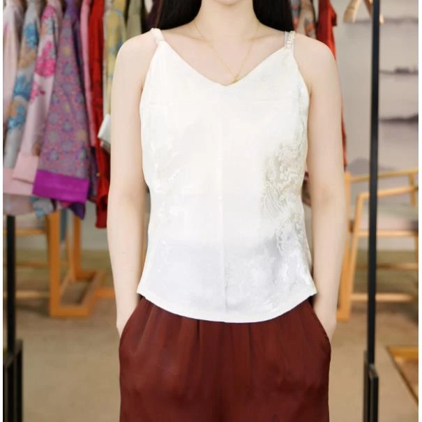 2025春夏新款国风经典百搭提花设计款香云纱背心吊带RB12502