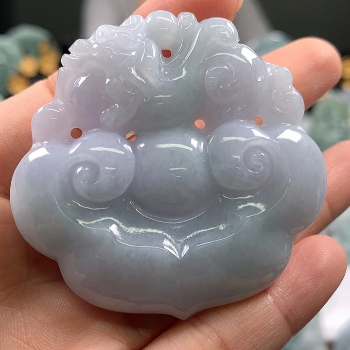 翡翠未镶嵌颈饰如意两面工艺福利