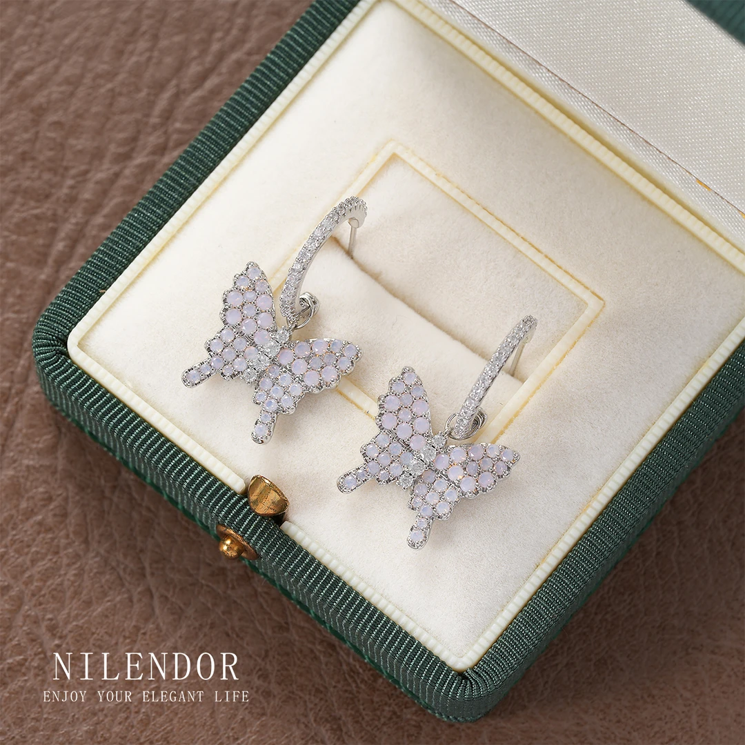 铜合金合成锆石耳饰 ES-124时尚轻奢百搭蝴蝶耳环