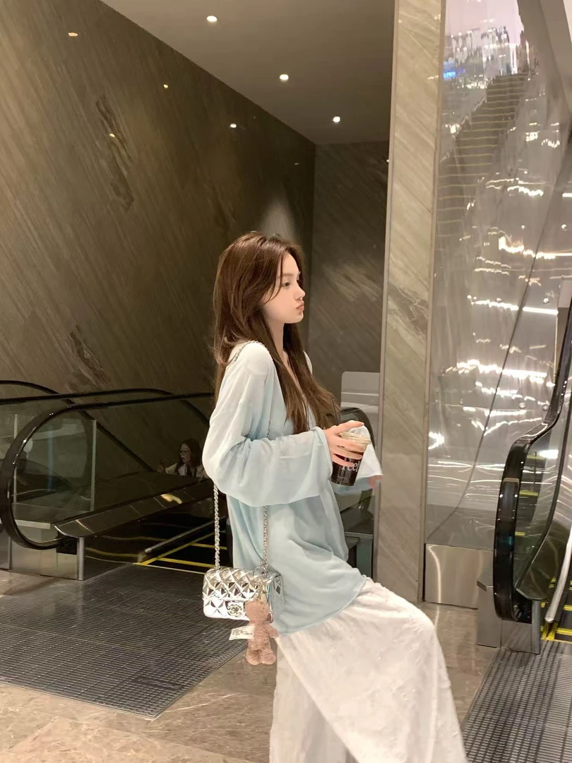 Ssman【仲夏Oni】夏款清凉感小众薄款修身长袖气质时尚防晒套头衫