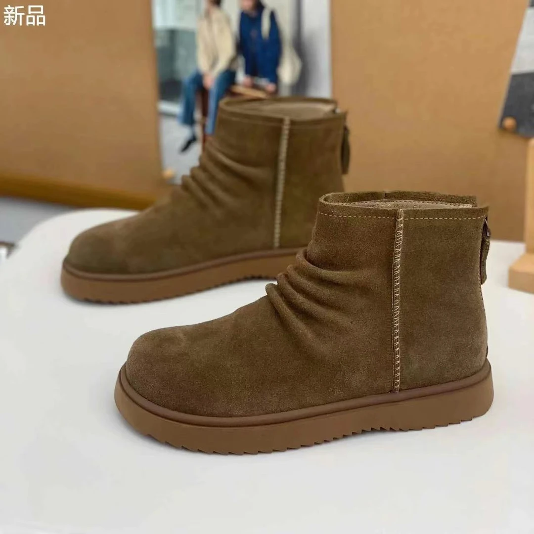 秋冬新款韩版通勤瘦瘦简约粗跟裸靴短靴7677(不加绒)