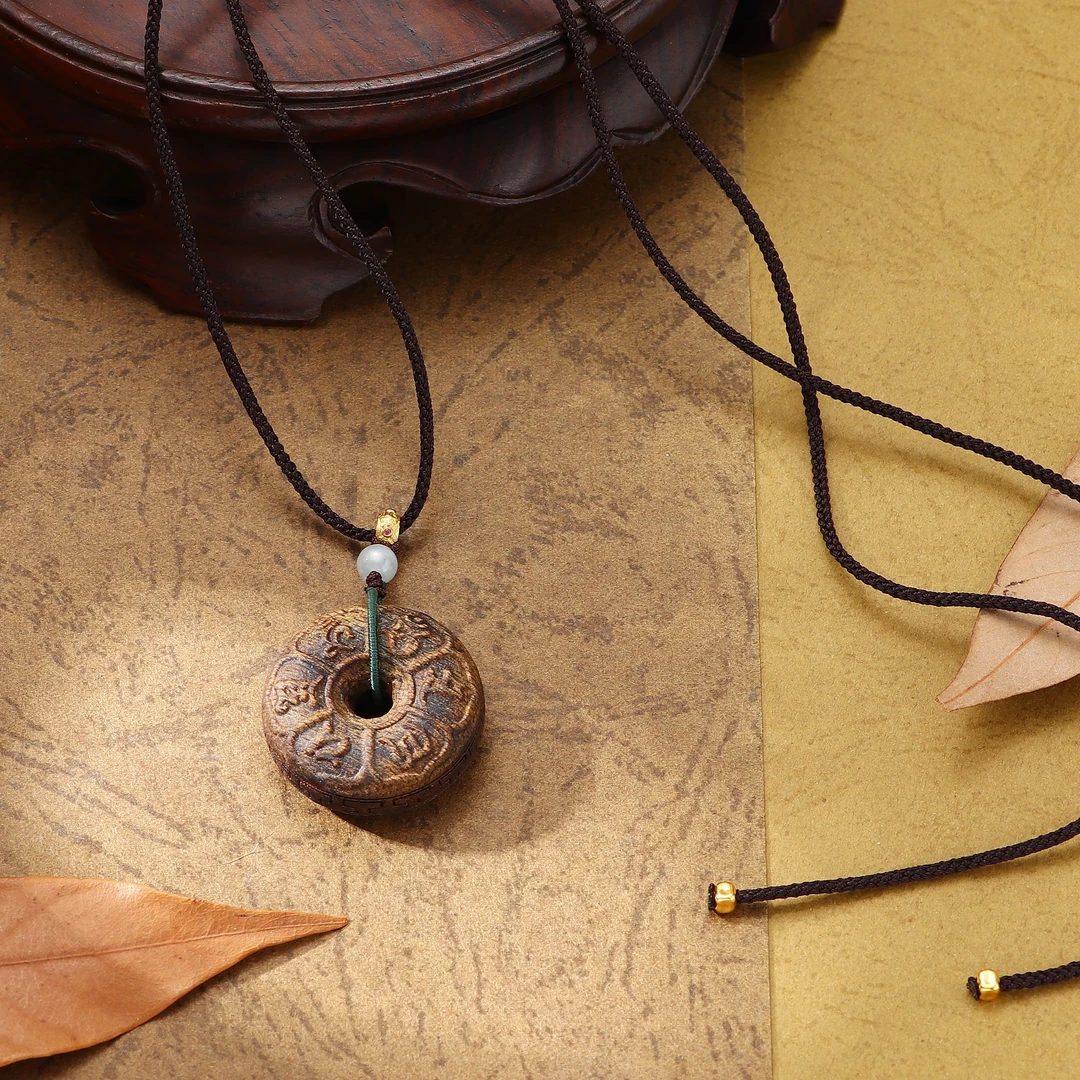 Tender Jinger 沉香25新款天然沉香平安扣项链吊坠约28mm+