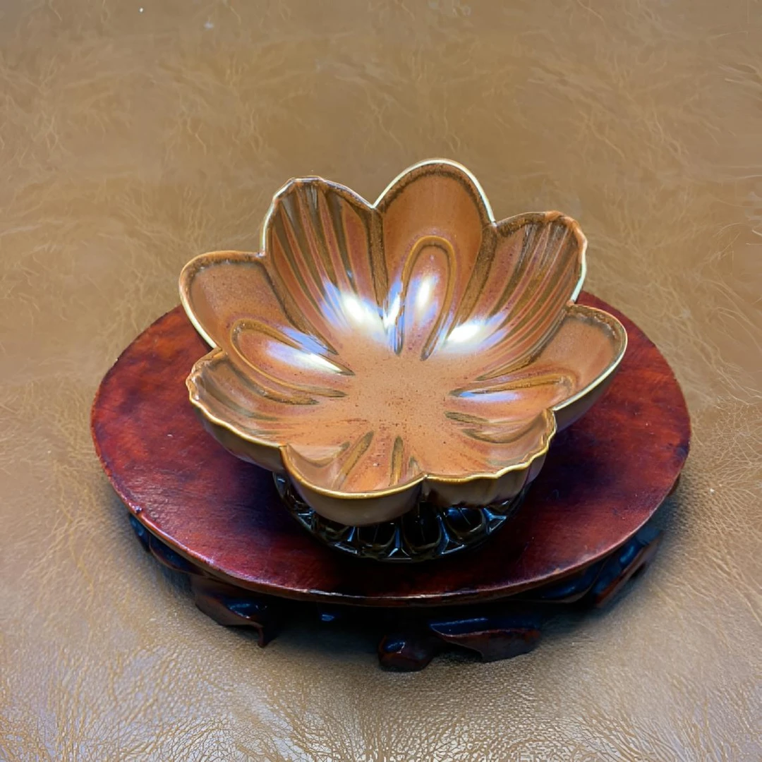 陶瓷高脚果盘莲花点心盘茶道配件54