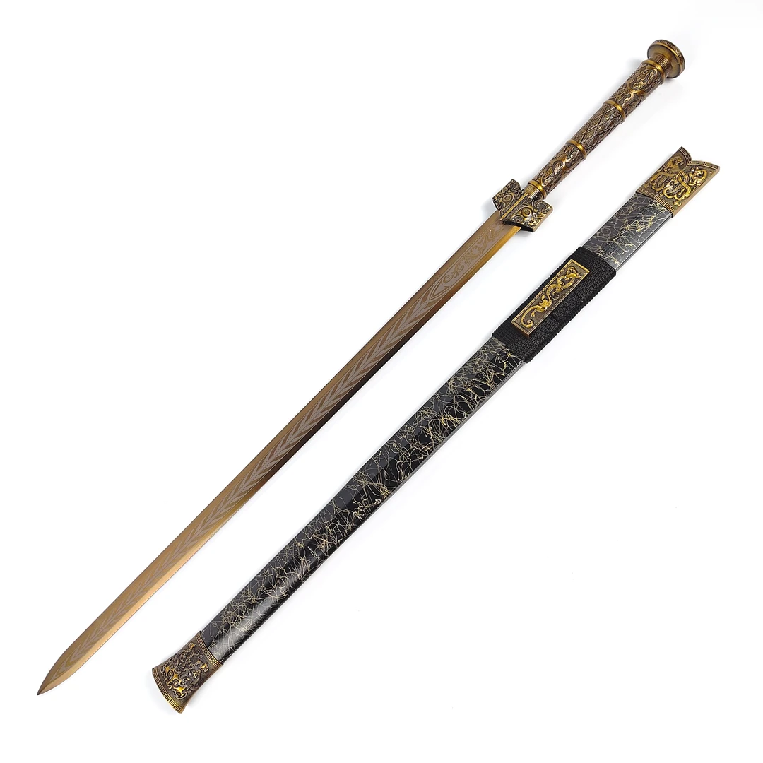 【11】金锋汉剑杉木包布鞘合金手柄装饰高锰钢剑身不开刃工艺品