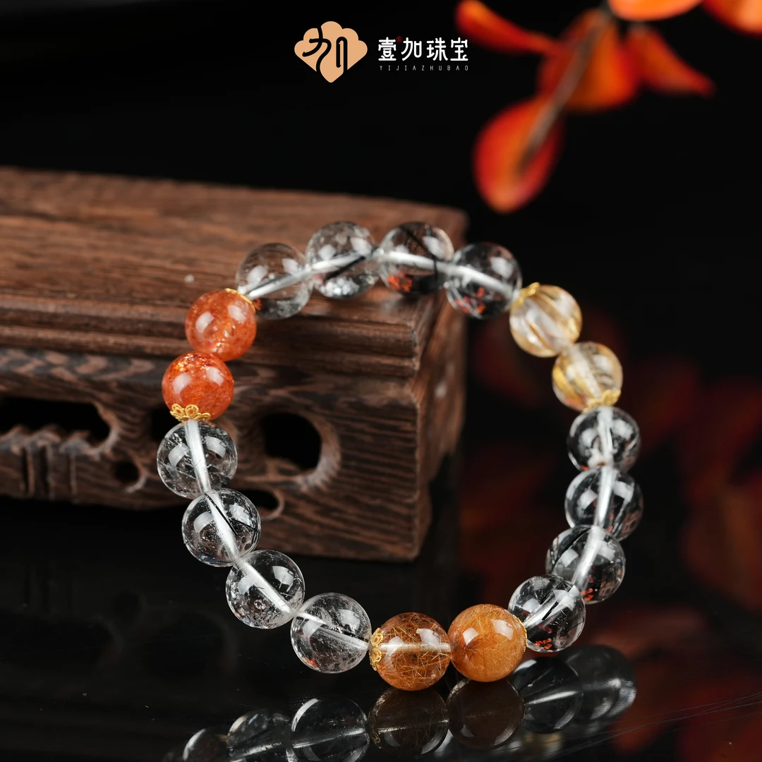 手工设计日富一日18K发晶多宝手串8340x