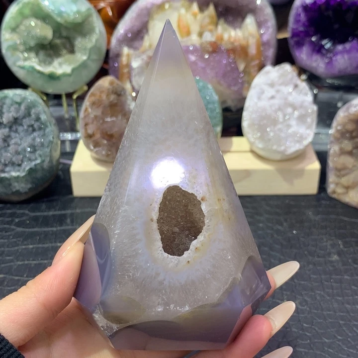 未镶嵌珠宝半成品紫晶38号金字塔