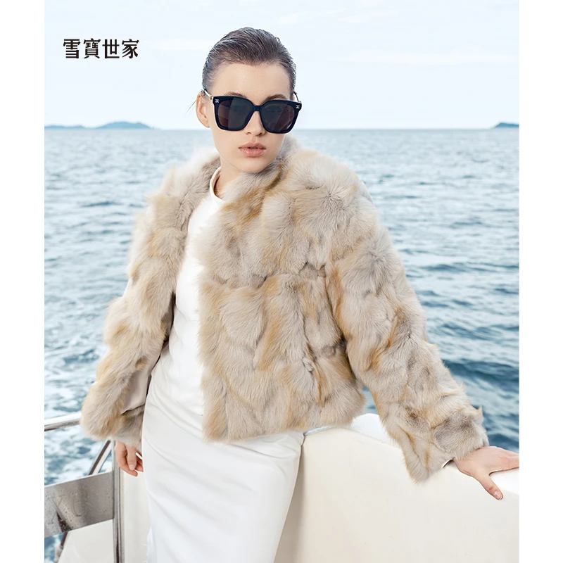 雪宝世家原创 冬日秘境 狐狸毛皮草外套女短款新廊形显瘦毛毛大衣