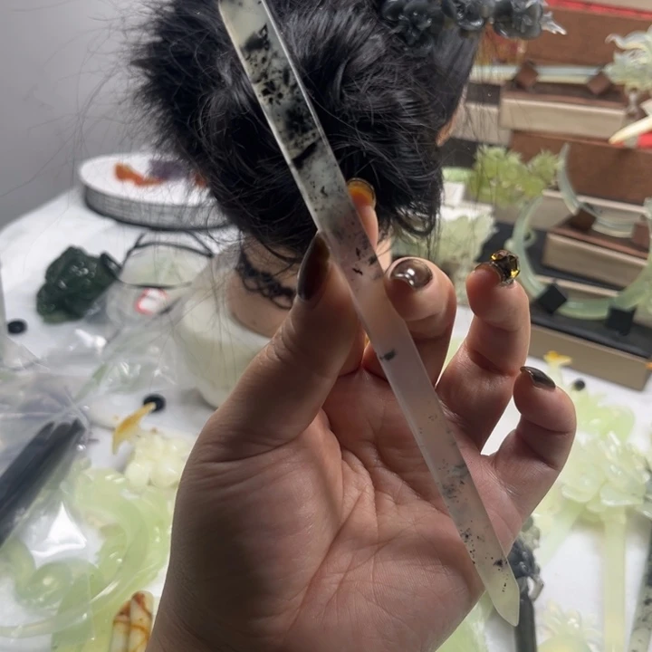 暴***富蛇纹石玉合金发饰