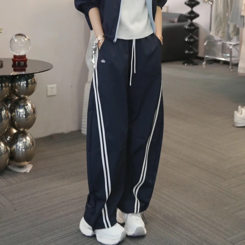 【檐下风铃】时尚百搭运动休闲裤女春秋新款卫裤宽松显瘦直筒阔腿裤