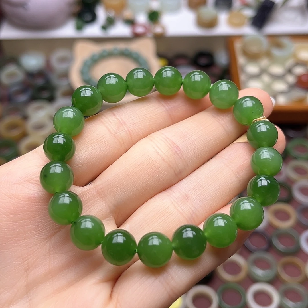 和田玉未镶嵌戒指冰阳绿