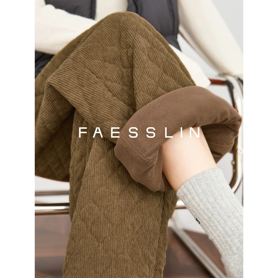 FAESSLIN【焦糖暖棕】美拉德加绒加厚休闲裤女夹棉香蕉裤冬 | 7205