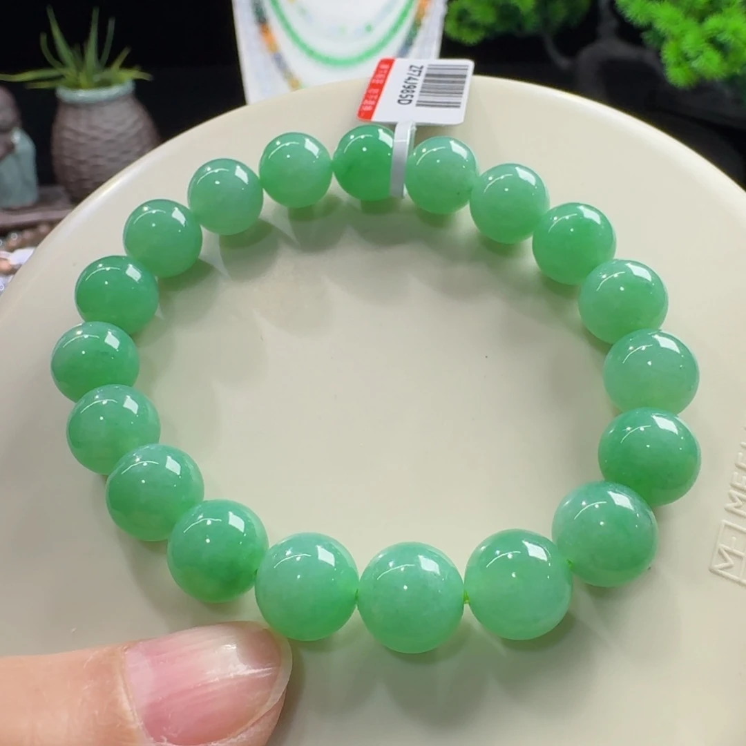 翡翠未镶嵌手链冰胶果阳绿单圈10mm