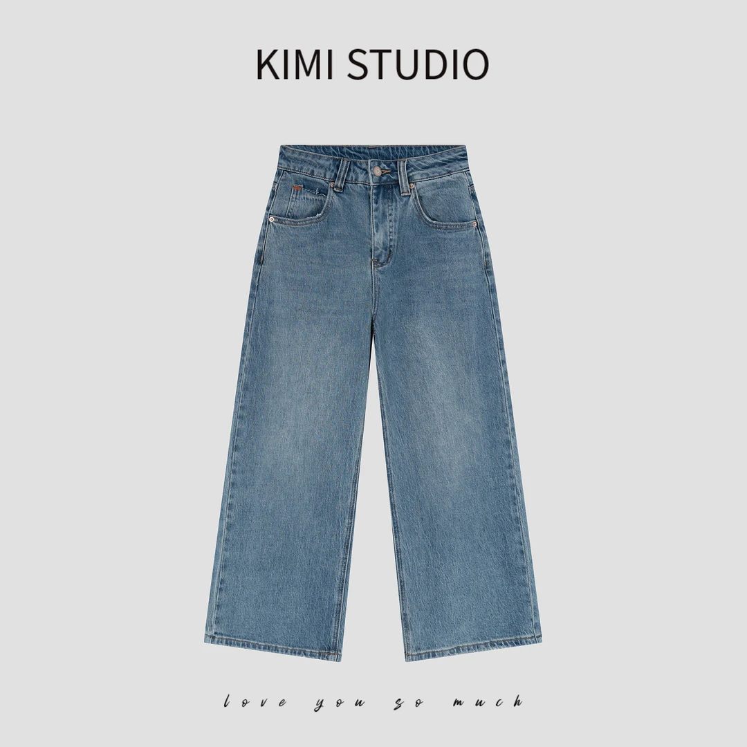 SS25135  进口土耳其春夏高腰做旧直筒九分牛仔裤