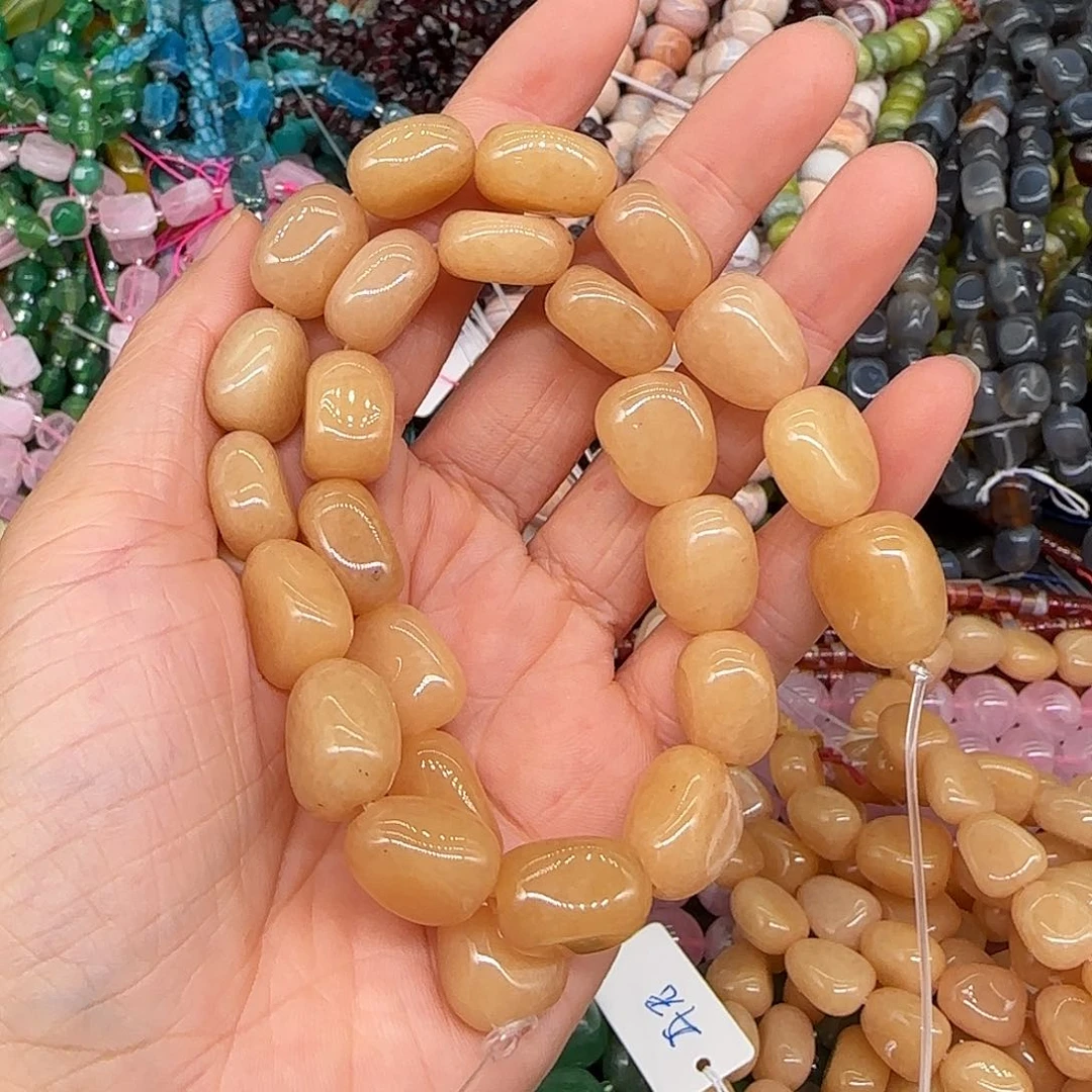 玛瑙/玉髓合金珠宝半成品黄玉13mm三角一条