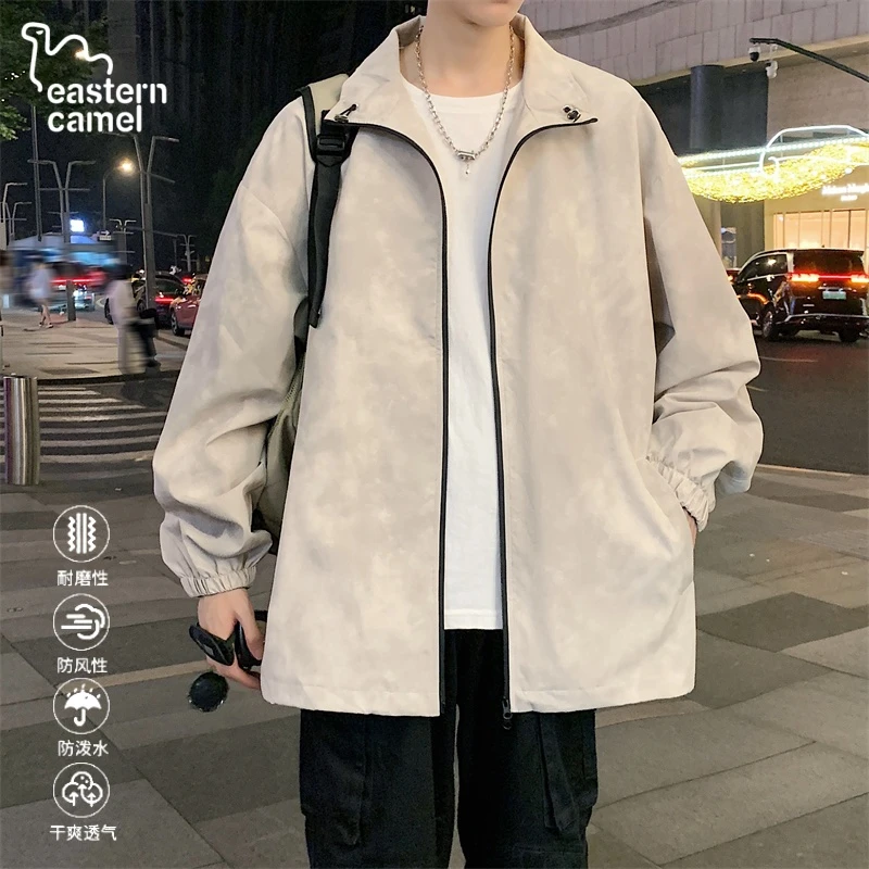 东方骆驼立领夹克2025男士早秋新款宽松两面穿防水耐磨长袖外套男
