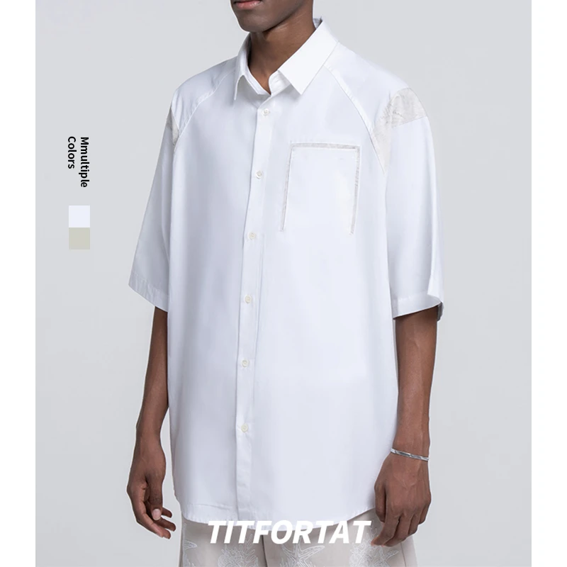 TITFORTAT「寒武纪」限定25春夏直喷刺绣男士短袖衬衫休闲宽松印花