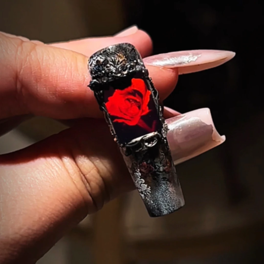 VM Nail 3D动态玫瑰素材-恶之花（带背胶镀晶膜/非穿戴甲）