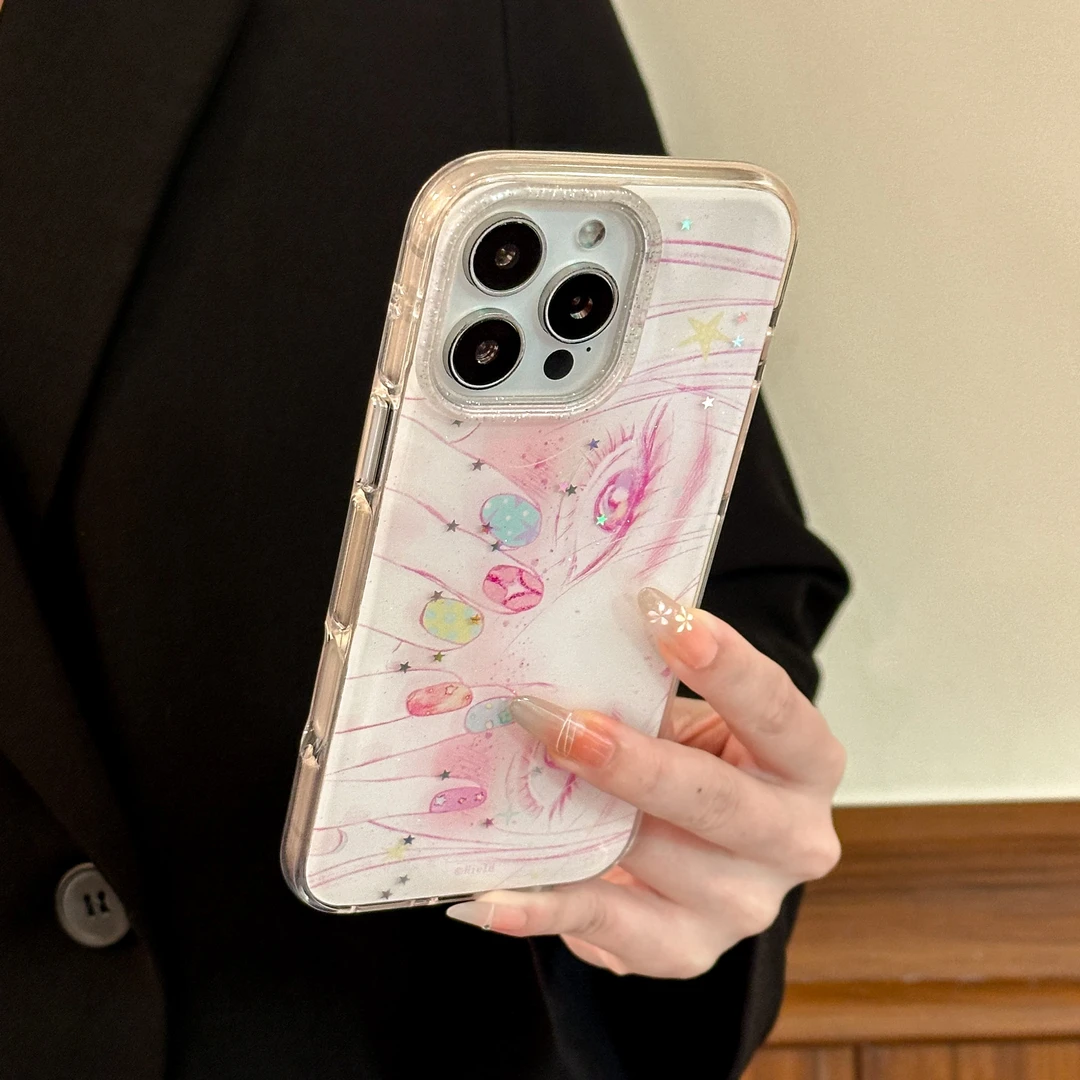 【AI按键】美甲少女蝶适用苹果16promax/15/14手机壳iphone13保护套