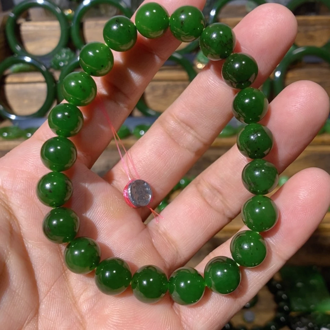 【闪购商品】吊坠(不含链)未镶嵌和田玉巴料红皮菠菜绿手串10