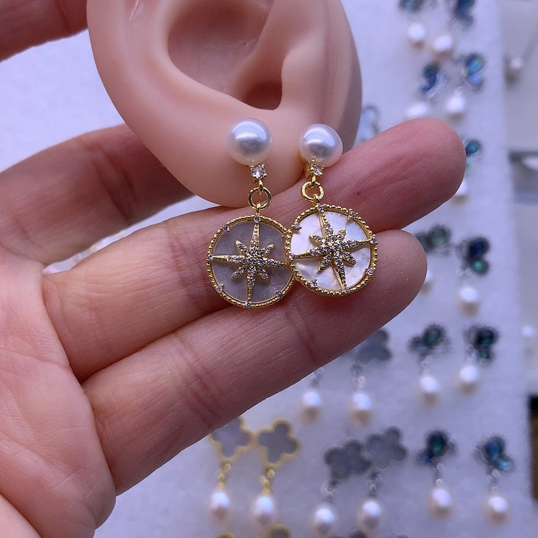 淡水珍珠耳饰合金