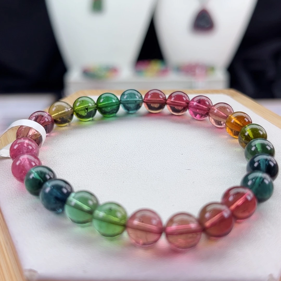 未镶嵌手链碧玺碧玺手串单圈7mm+