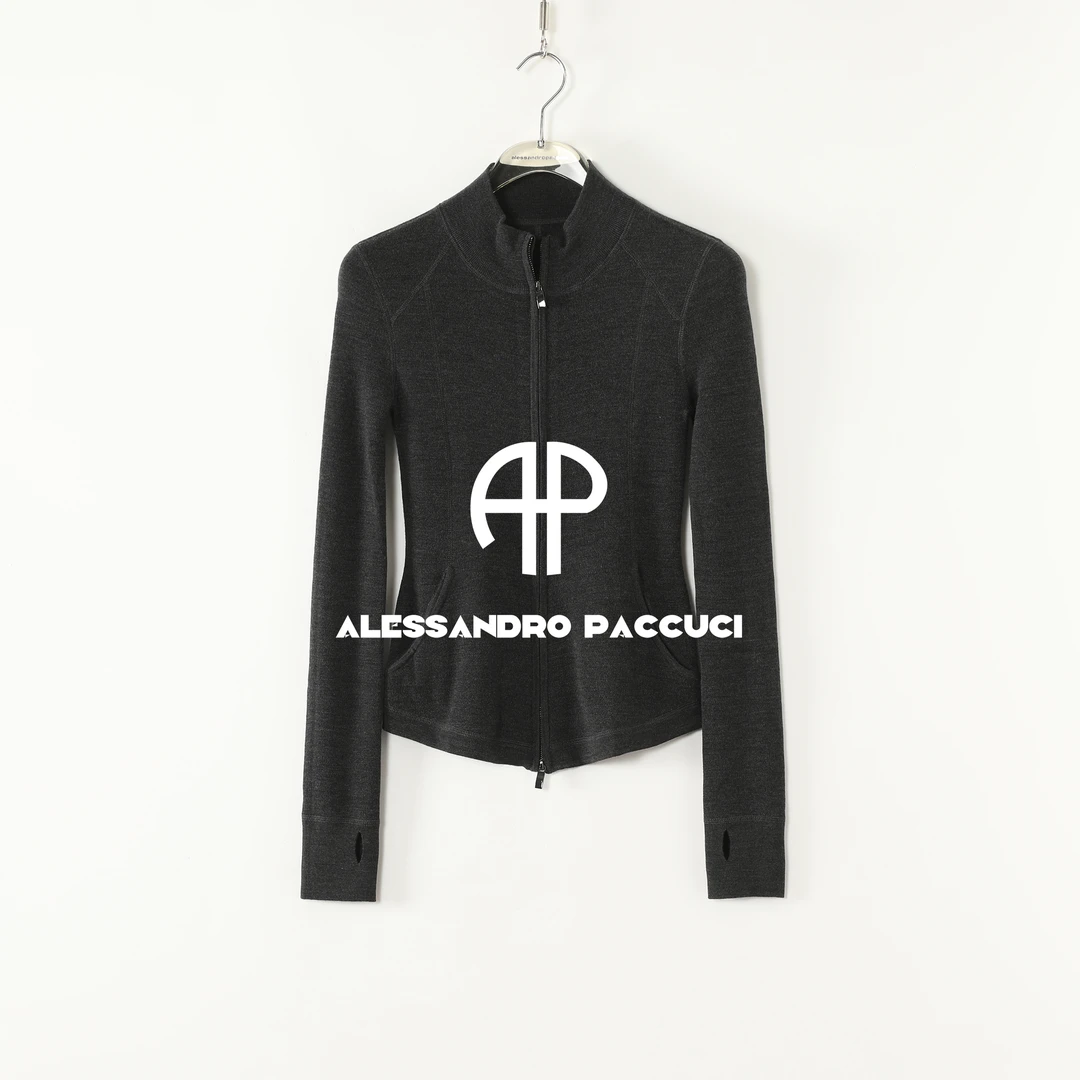 AP洛哥53107SK【黑标系列】羊毛+日本进口三醋酯修身时尚拉链开衫