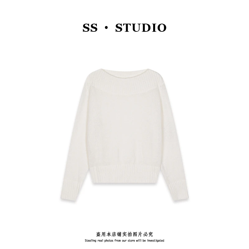 【SUSU】秋冬新款气质休闲简约一字领针织衫长袖套头毛衣SS-5825