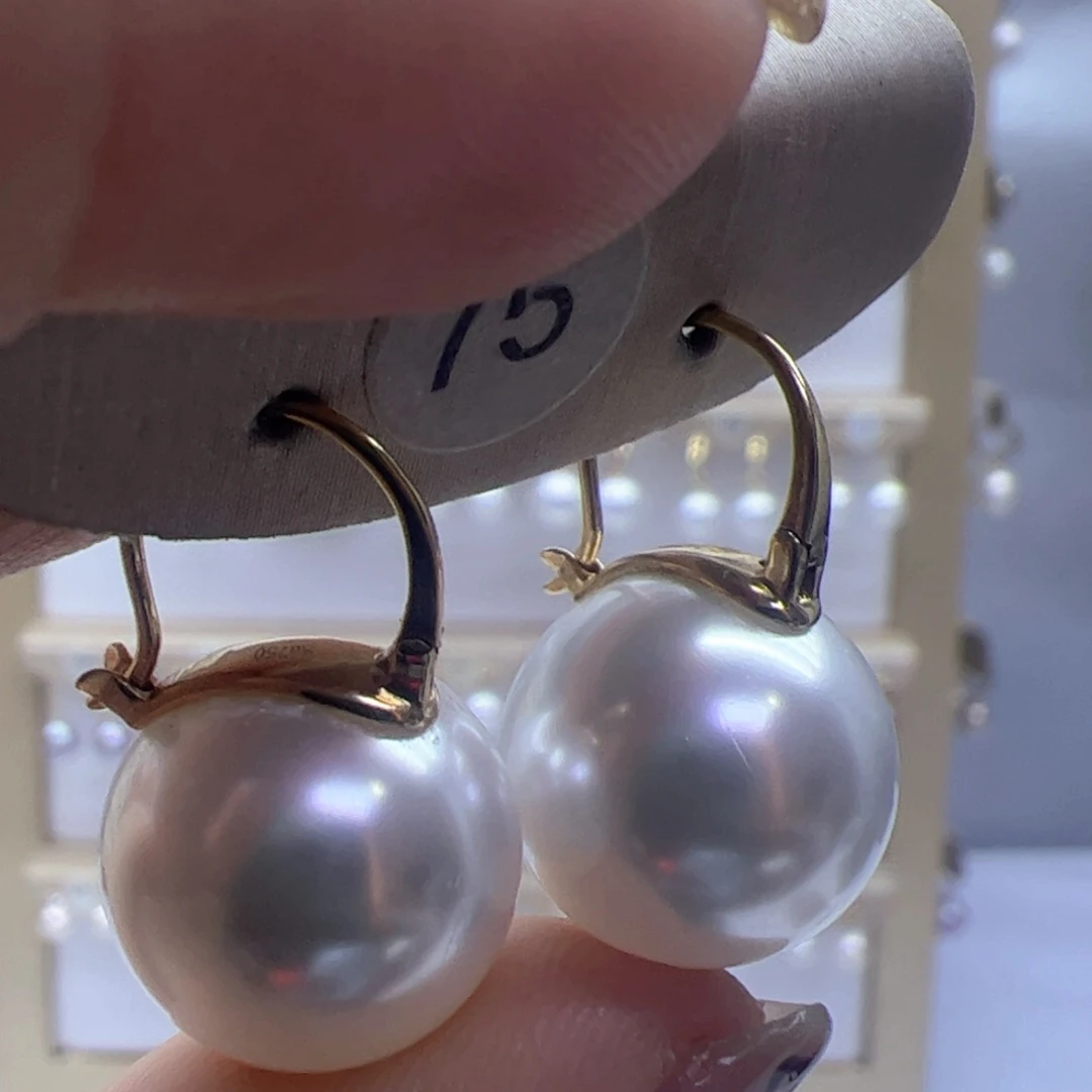 淡水珍珠耳饰18K金镶嵌