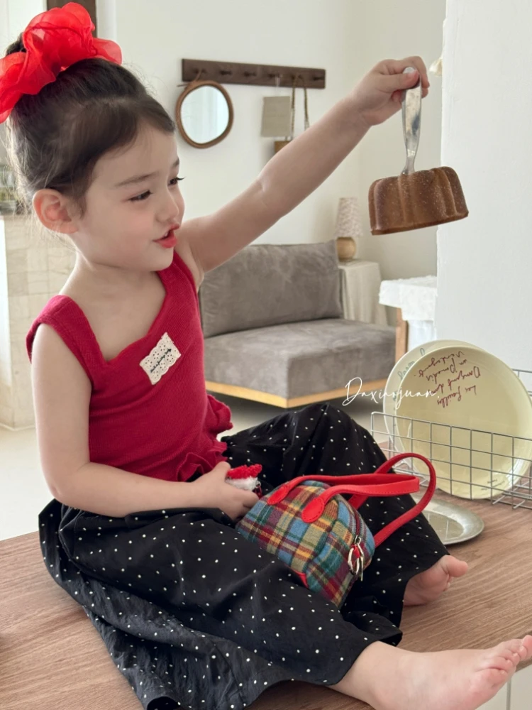 【大小卷】儿童夏季马甲背心波点裤休闲套装-32661