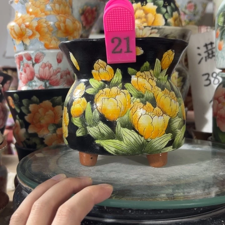 景德镇手绘花盆满38包邮偏远地区除外