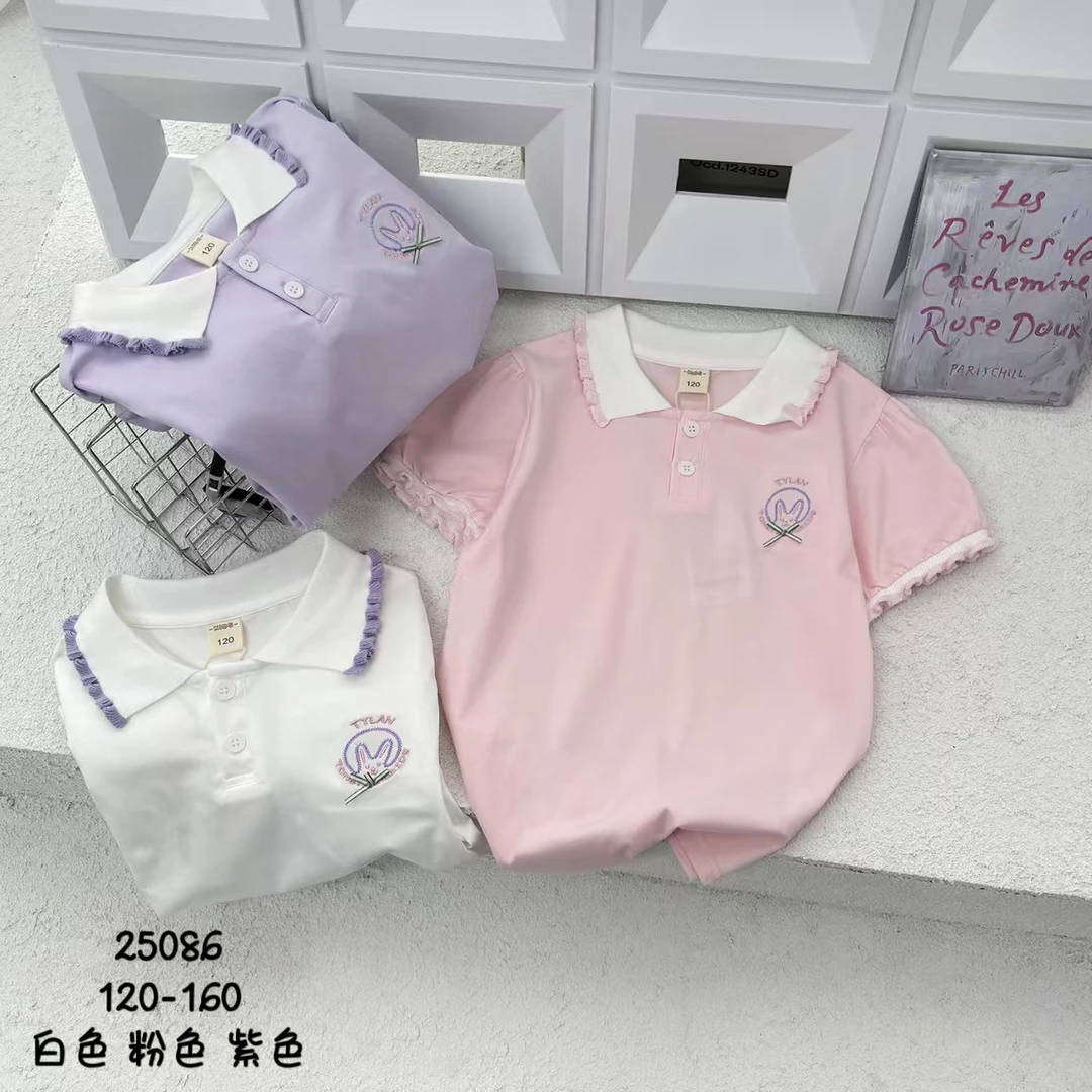 【淼淼妈】儿童夏季POLO领学院风短袖T恤25086