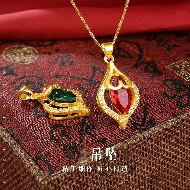 主播专属-个性合金饰品盒子链宝合金红吊坠轻奢小众项链仿久不掉