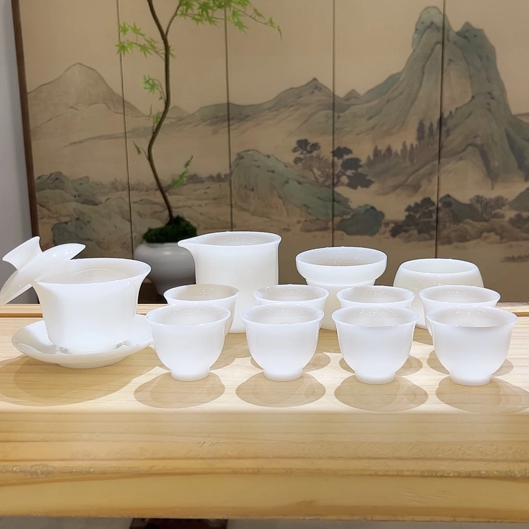 【都彩】高档冰种璞玉白瓷13头