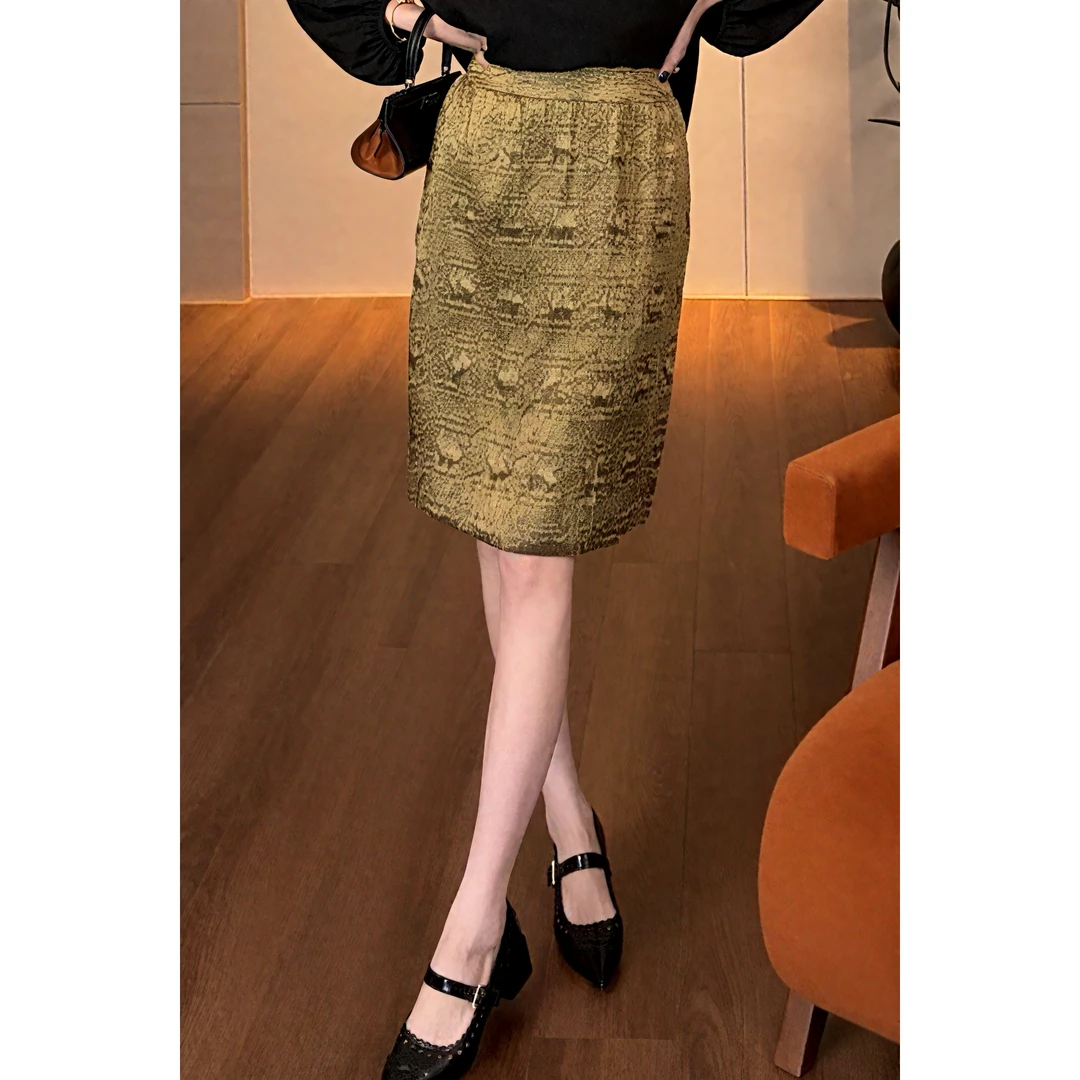 紫紫 古今裙 垂感纹理感直筒长裙半身裙ZD01BZHJ576