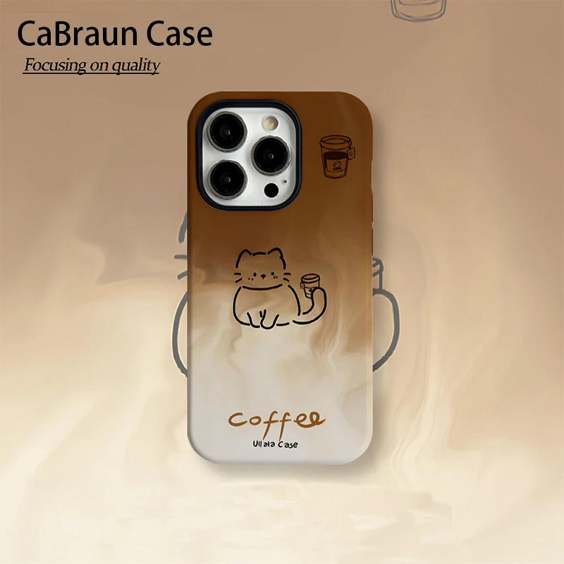 咖啡猫咪适用IQOO13手机壳iQOO12/11菲林二合一NEO8套Z10/9TURBO+