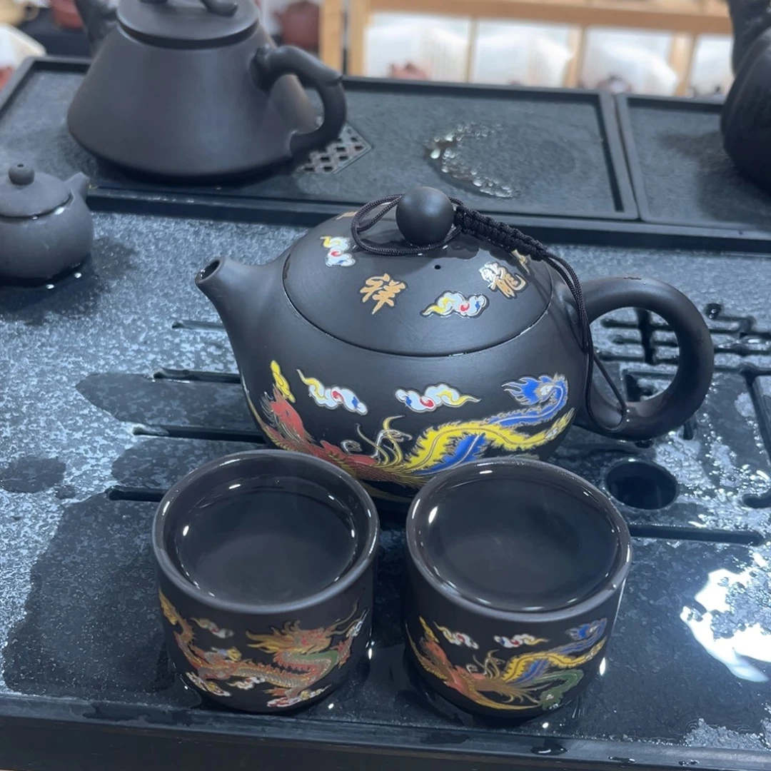 茶壶紫砂一壶2杯123
