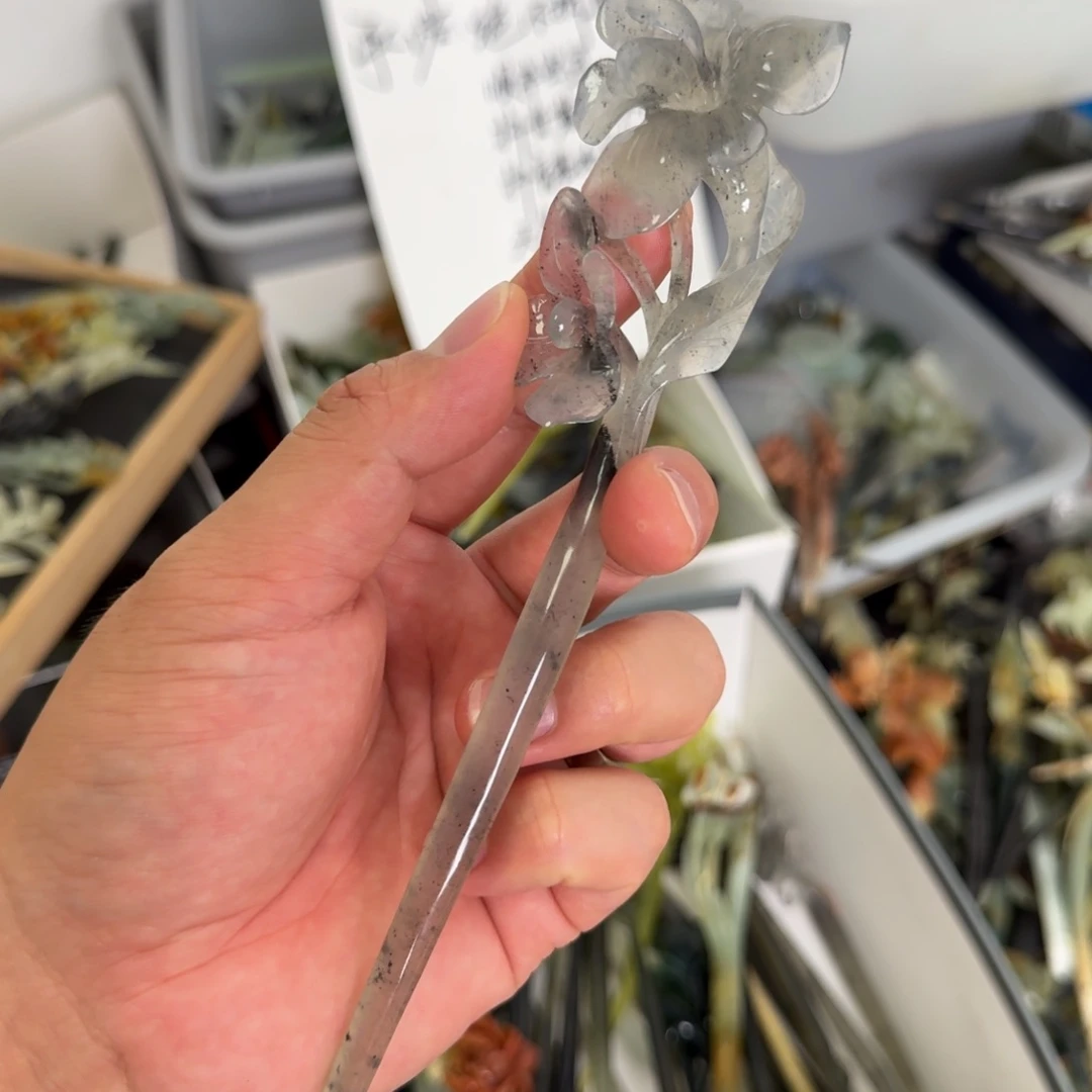 岫玉未镶嵌发饰明君玉簪就是好看