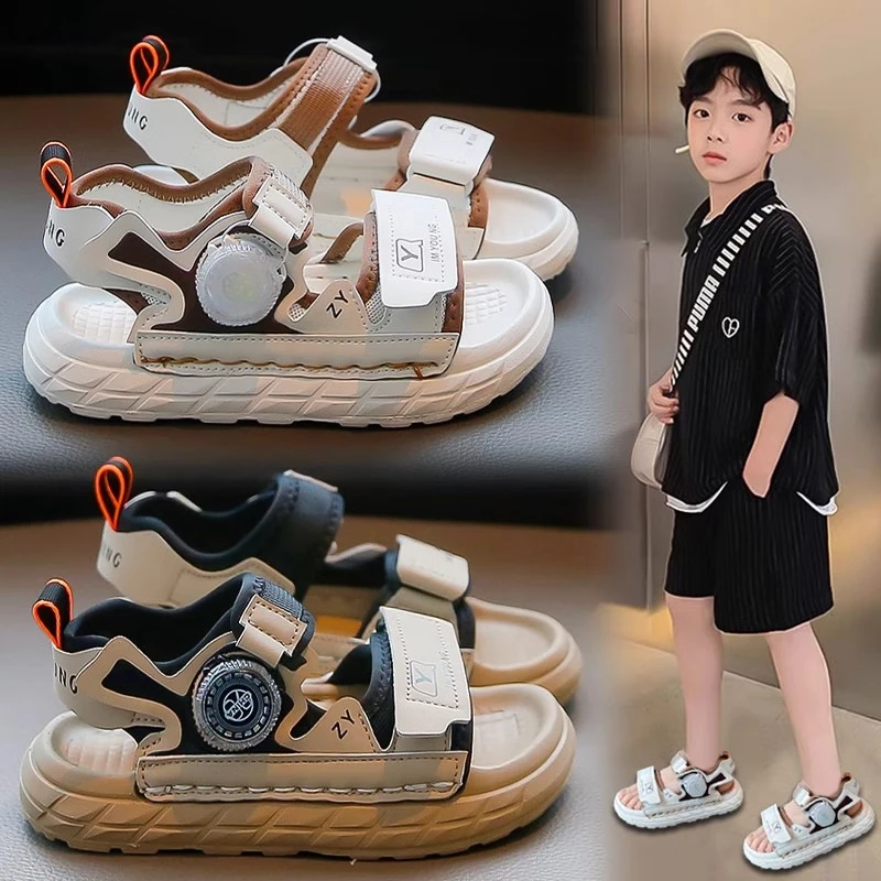 ABC儿童凉鞋男童2025新款夏季男孩运动沙滩鞋软底防滑凉拖夏天潮