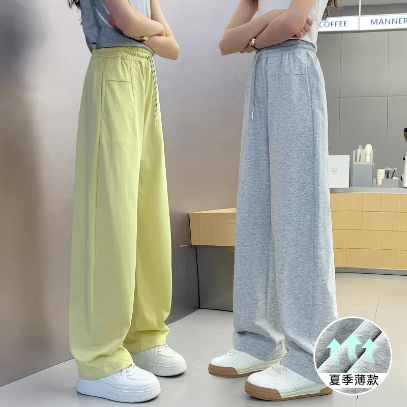 女童直筒裤夏装2025新款女大童薄款休闲裤儿童夏季洋气阔腿运动裤