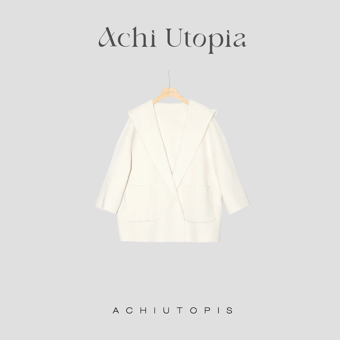 大也池△山月~澳绒毛呢外套秋季女士轻奢气质中长款外套