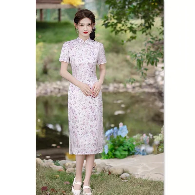 1003苏州旗袍城复古日常中长款气质旗袍