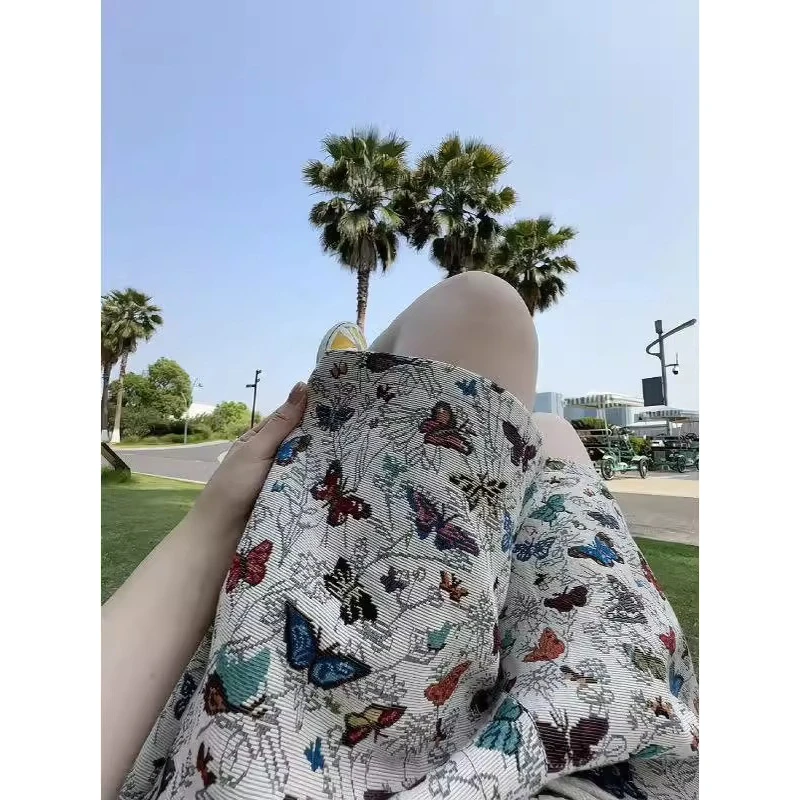 白色潮牌夏威夷度假男士短裤夏季痞帅户外针织中裤宽松百搭五分裤